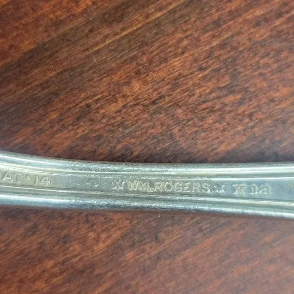 Wm Rogers Arbutus 1914 Silverplate Teaspoons Vintage Set of 2 Floral Art Nouveau